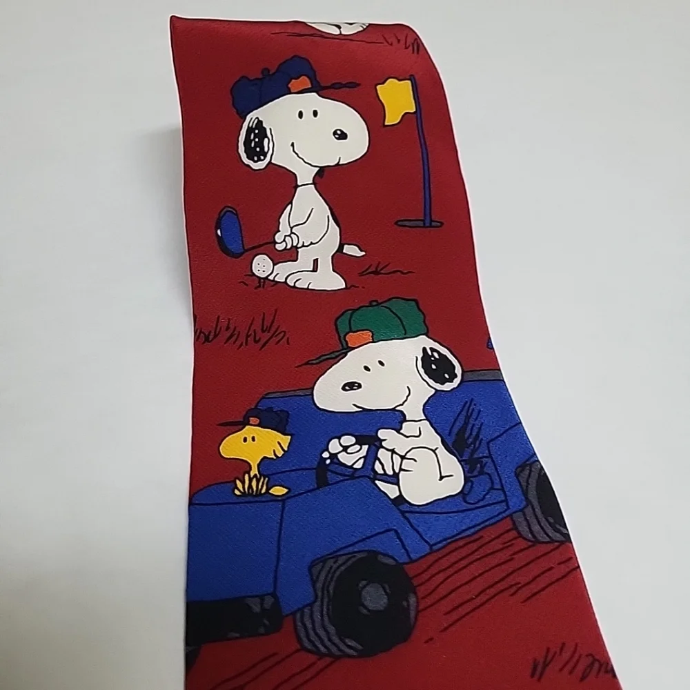 Vtg. Snoppy Peanuts Golf Necktie Joe Golfer 100% Silk Made In USA‎ Woodstock
